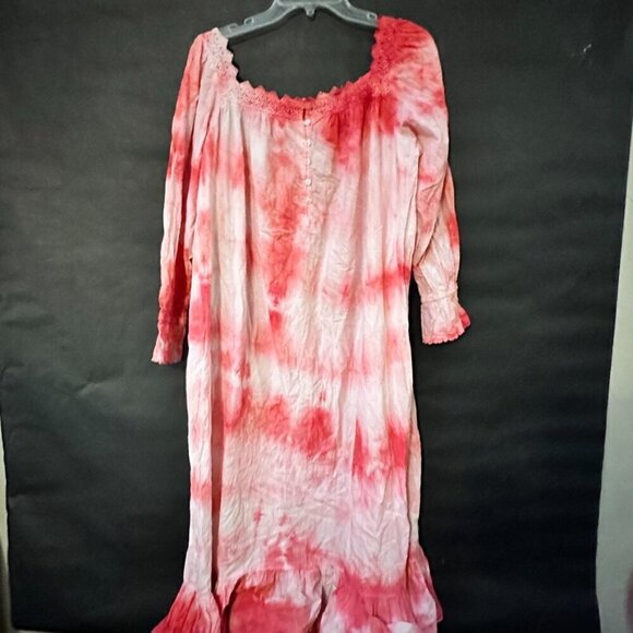 Vintage Victoria's Secret Size Medium Tie Dyed CottageCore Nightgown Prairie Red - Picture 10 of 13